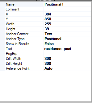 Property grid for the anchor zones Property grid for the anchor zones