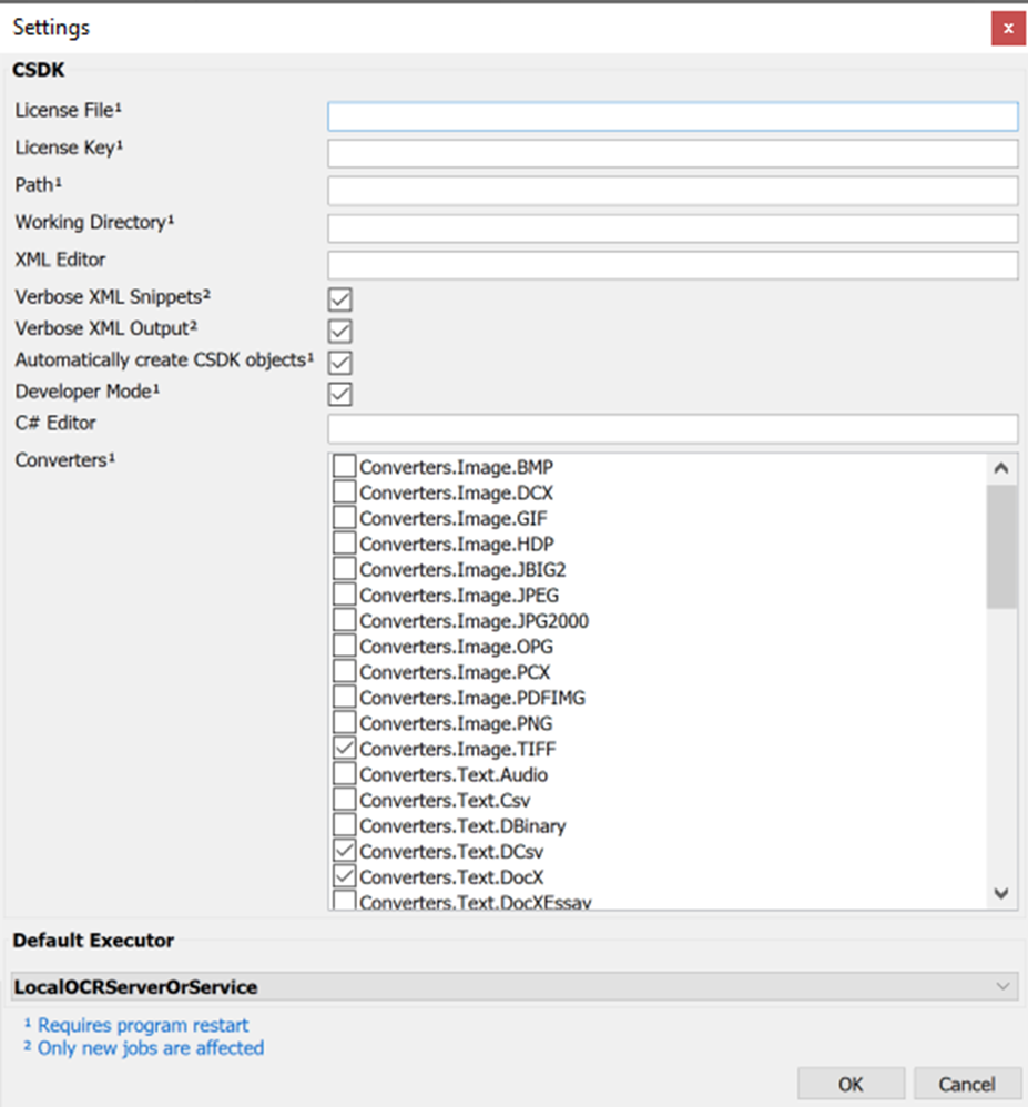 Settings dialog box