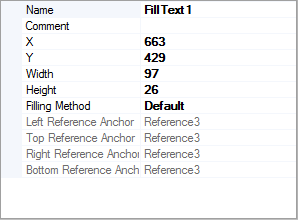 Property grid for the fill zones