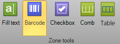 Fillable barcode zone tool