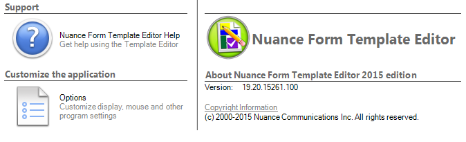 Form Template Editor help panel