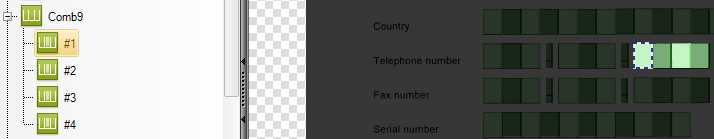 Individual comb cell selected in FTE treeview and on page image view