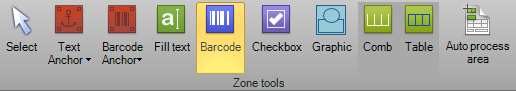 Fillable barcode zone tool