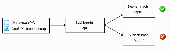 Diagramm „Groß-/Kleinschreibung beachten“