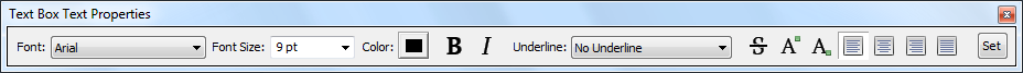 text box properties floating toolbar