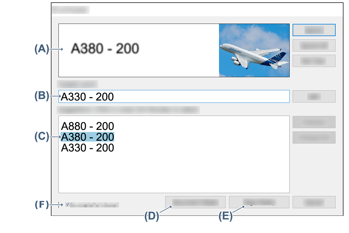 diagram of proofreader panel with lettered areas, explained in the text