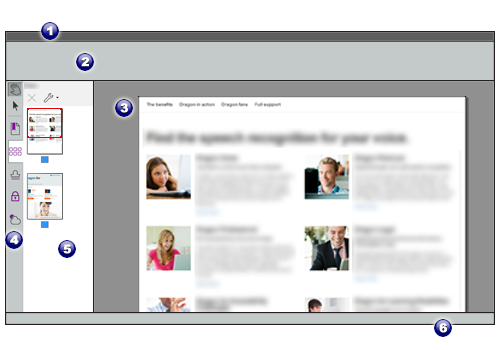 Diagrama que muestra la ubicación de los elementos 1-6