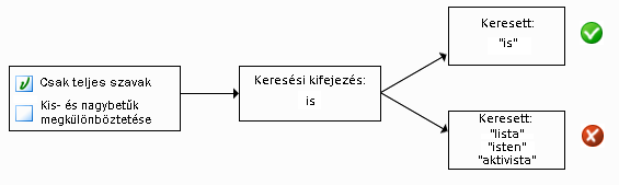 ábra a „teljes szavak” opció bejelöléséről és jelölésének megszüntetéséről