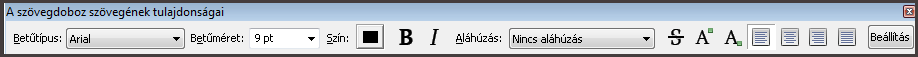 szövegdoboz-tulajdonságok lebegő eszköztár