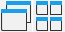 重ねて表示と並べて表示アイコン