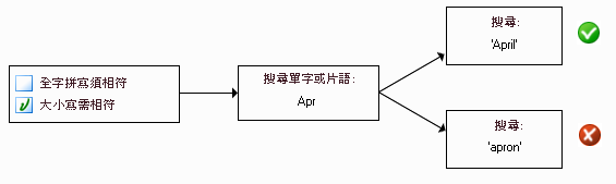 選取或取消選取「大小寫須相符」的圖表