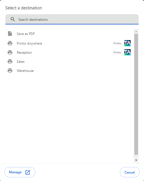 Výběr cílového umístění