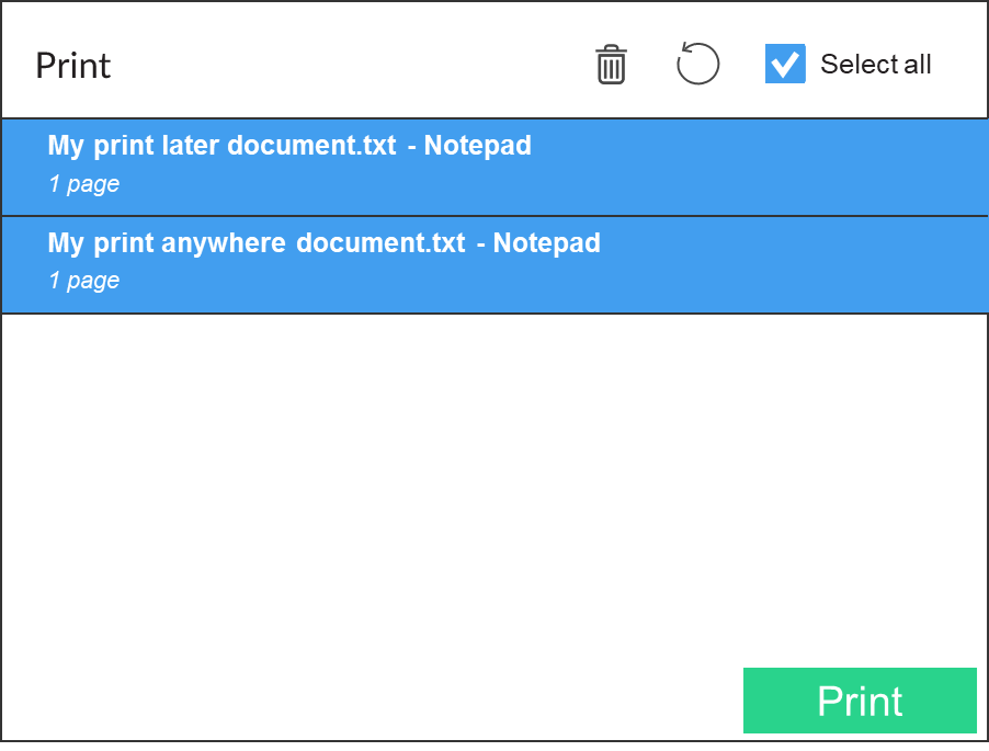 Document release touchscreen