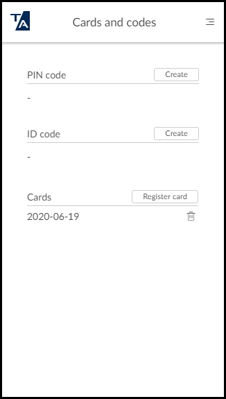 Cards and codes in the Printix App