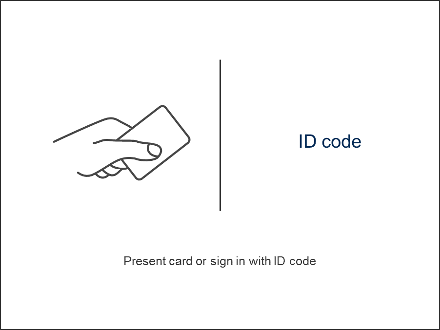 Illustration of using card or ID code