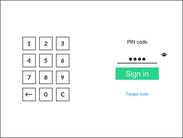 PIN code touchscreen