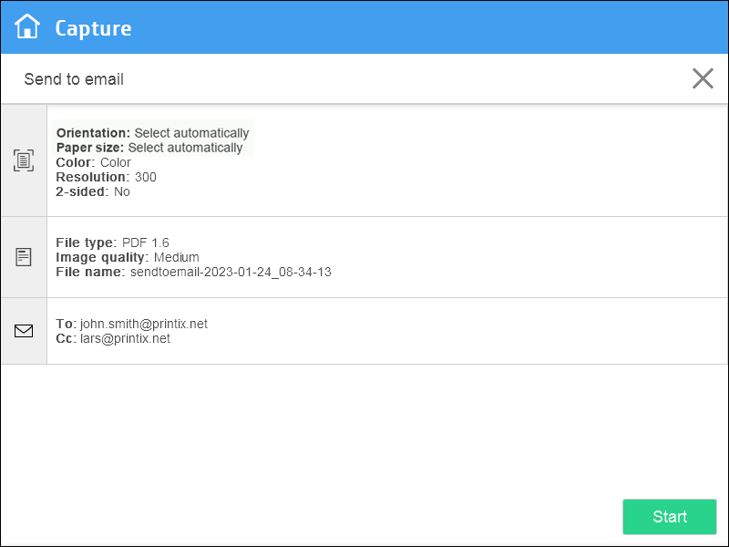 HP touchscreen / Capture example