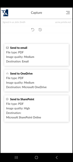 Configurações de captura