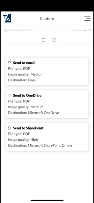 Configurações de captura