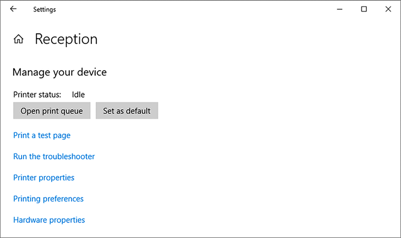 Windows 10 上的选定打印机 Windows 10 上的选定打印机