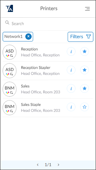 Printix App 中的印表機
