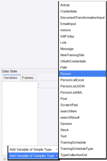 Add Variable of Complex Type