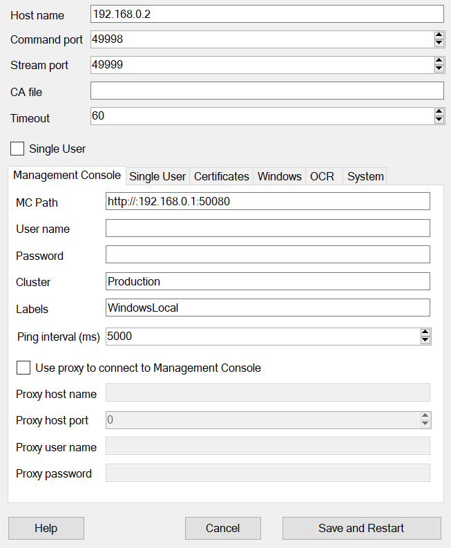 Device automation service configuration dialog box