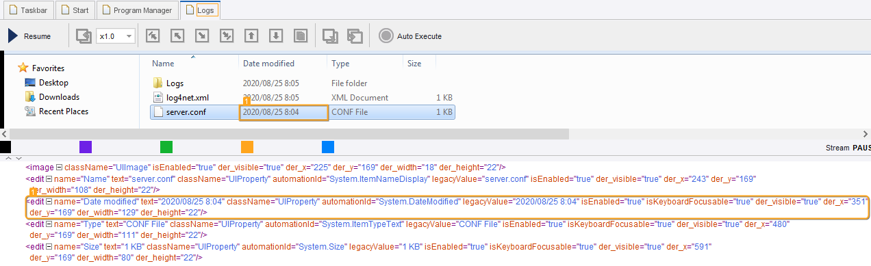 Finding an "edit" element located immediately after the element that have an attribute "text" with value "server.conf"