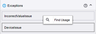 Find Usage option in Exceptions