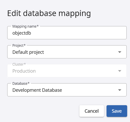 Auto-selected cluster in database mapping