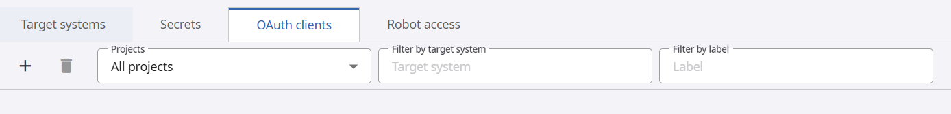 OAuth clients filter