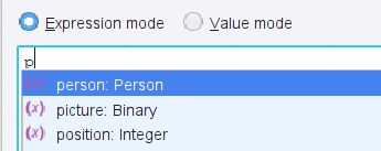 Completion help in expression editor