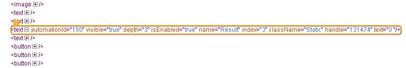 Élément sélectionné dans l'arborescence du widget Calculateur