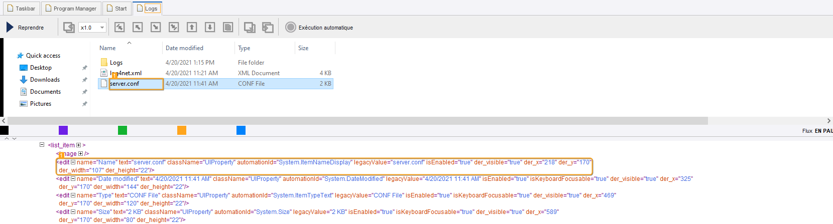 Recherche d'un élément « edit » qui a un attribut « text » avec la valeur « server.conf » Recherche d'un élément « edit » qui a un attribut « text » avec la valeur « server.conf »