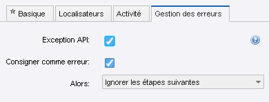 Traitement des erreurs, ignorer l'étape suivante Traitement des erreurs, ignorer l'étape suivante