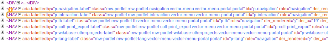 Trouver l'élément « NAV » qui a l'attribut « classe » Trouver l'élément « NAV » qui a l'attribut « classe »