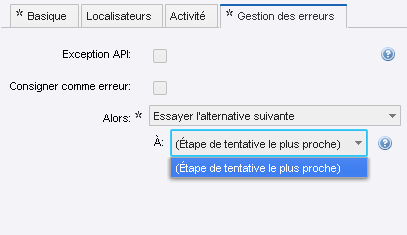 Étape Tentative la plus proche de la gestion des erreurs Étape Tentative la plus proche de la gestion des erreurs