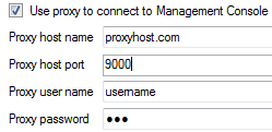 プロキシを使用して Management Console に接続するパラメータ