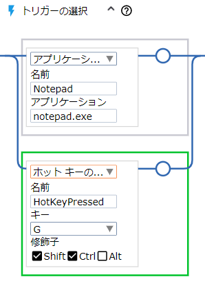 トリガーの選択ステップ