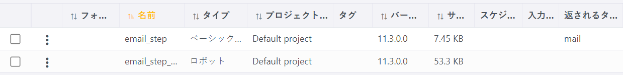 Management Console のロボット リストのトリガー ロボット
