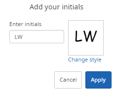 Apply initials Apply initials