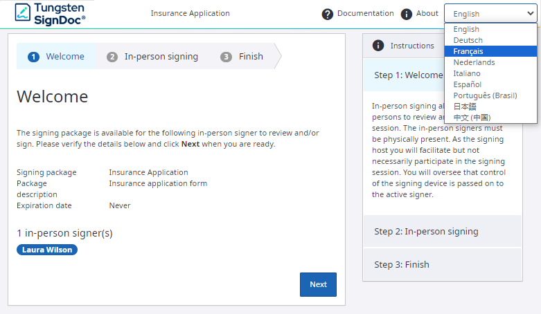 Change user interface language