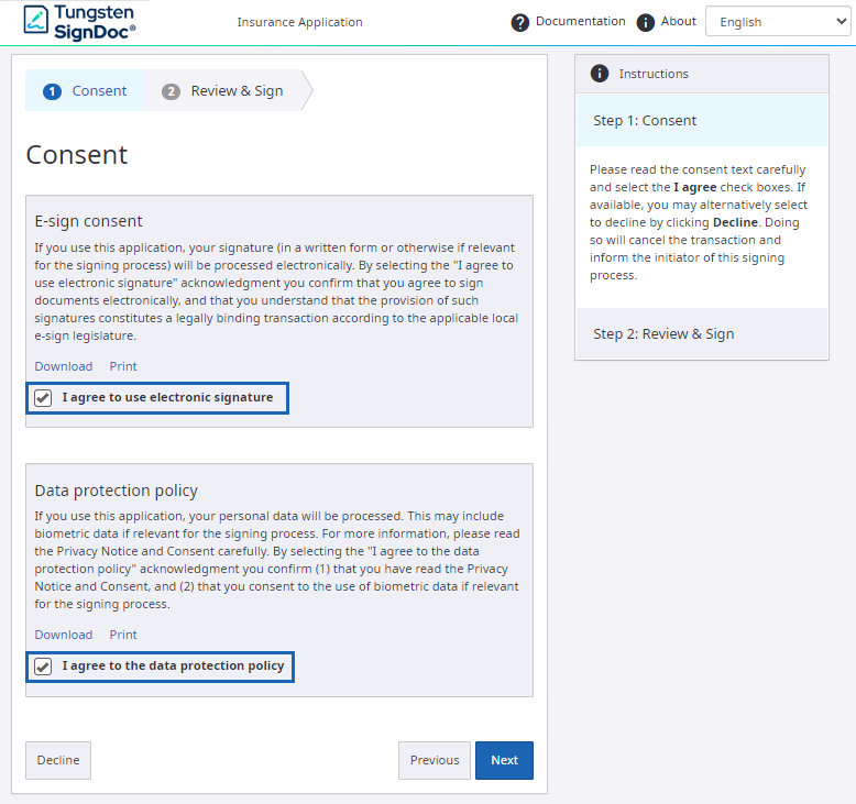 E-sign and the GDPR consent