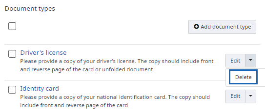 Delete supplemental document type