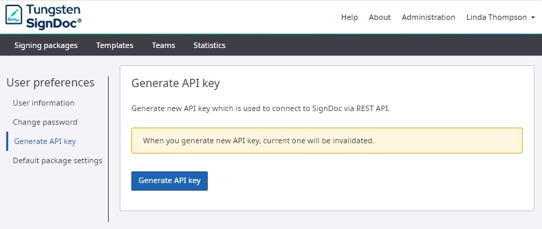 Generate API key