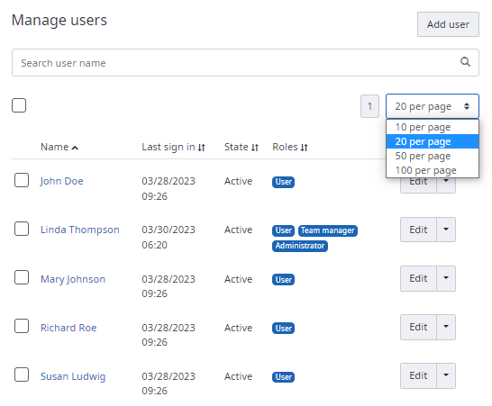 Display a list of all account members