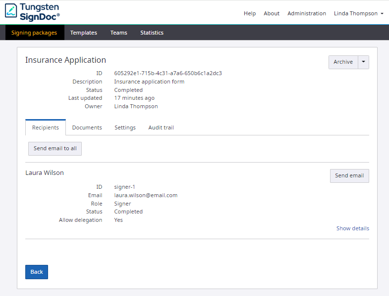 Signing package details