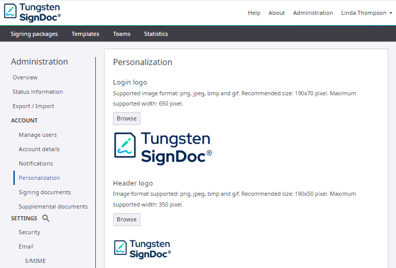 Personalization page