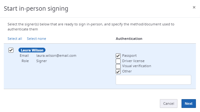 Displayed selected recipient