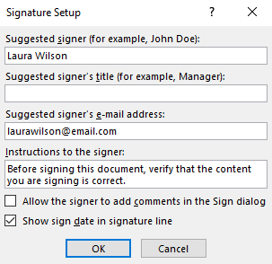 Microsoft Word signature setup